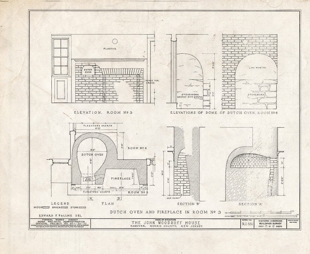 Blueprint HABS NJ,14-HANO,5- (Sheet 15 of 17) - John Woodruff House, 28 Hanover Road, Hanover, Morris County, NJ