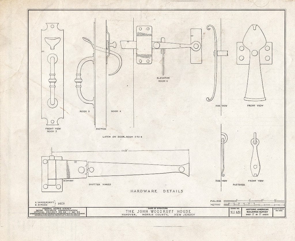 Blueprint HABS NJ,14-HANO,5- (Sheet 17 of 17) - John Woodruff House, 28 Hanover Road, Hanover, Morris County, NJ