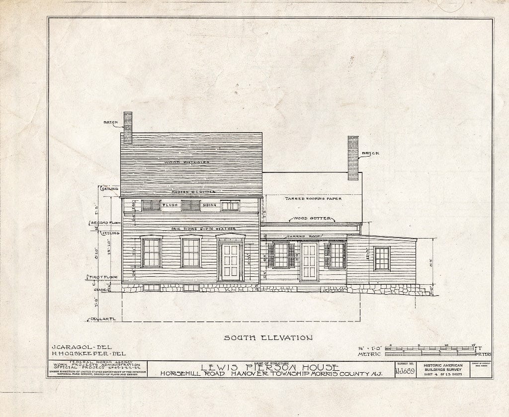 Blueprint HABS NJ,14-MORTO.V,2- (Sheet 4 of 13) - Lewis Pierson House, Horsehill Road, Morristown, Morris County, NJ