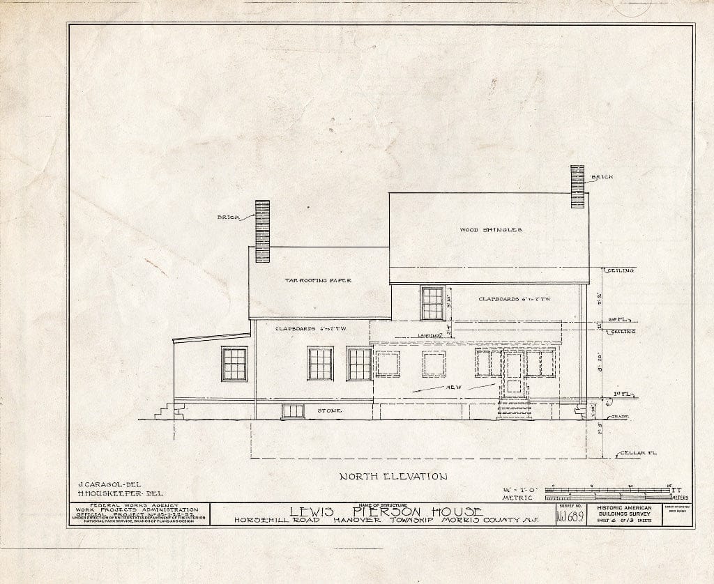Blueprint HABS NJ,14-MORTO.V,2- (Sheet 6 of 13) - Lewis Pierson House, Horsehill Road, Morristown, Morris County, NJ