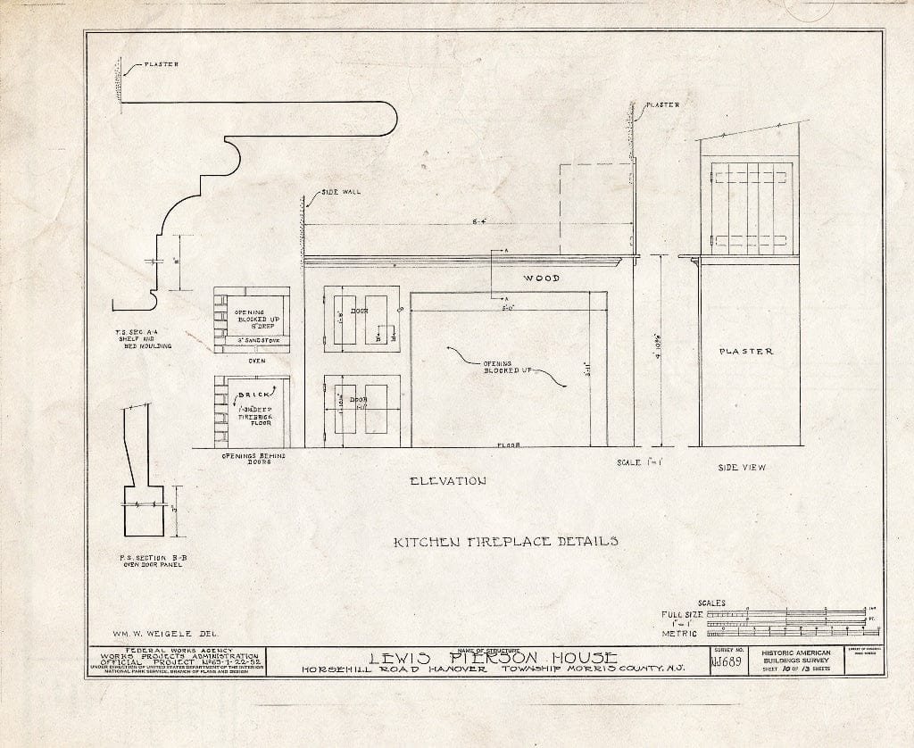 Blueprint HABS NJ,14-MORTO.V,2- (Sheet 10 of 13) - Lewis Pierson House, Horsehill Road, Morristown, Morris County, NJ