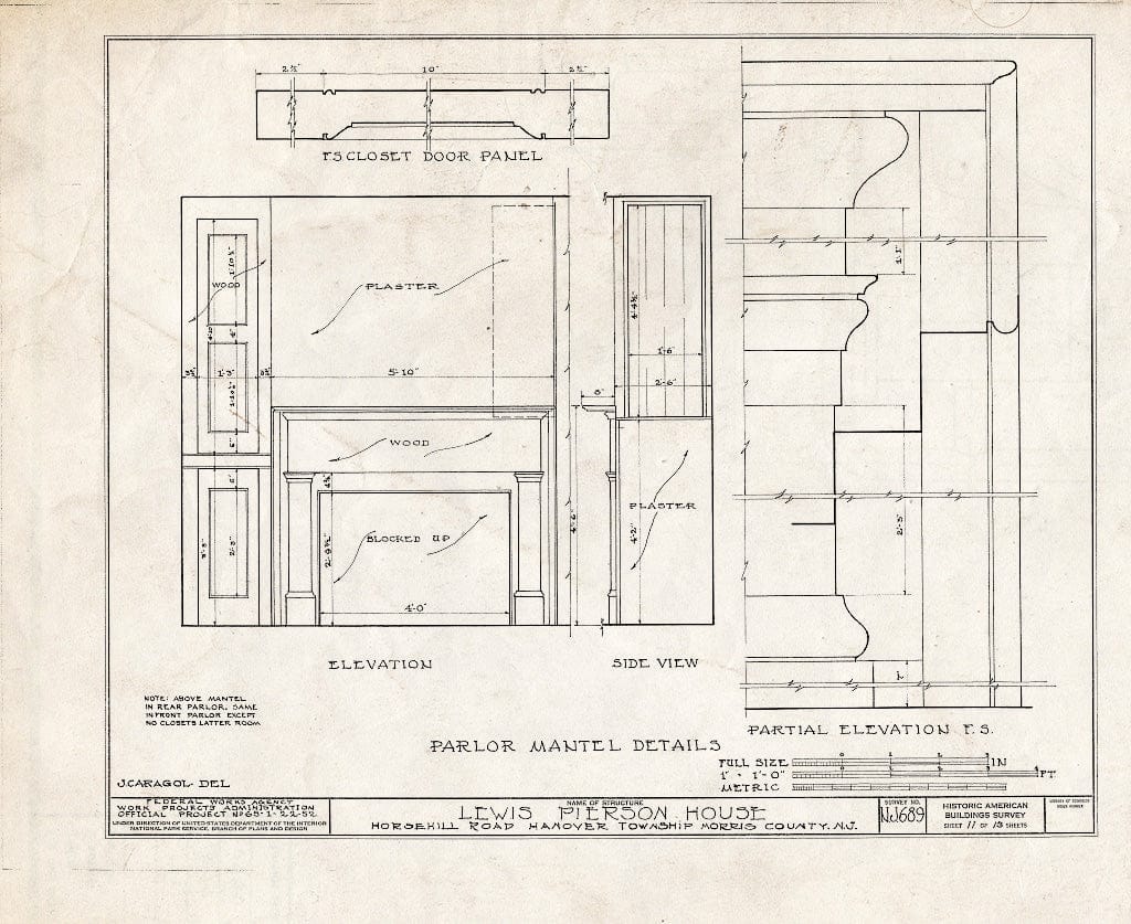 Blueprint HABS NJ,14-MORTO.V,2- (Sheet 11 of 13) - Lewis Pierson House, Horsehill Road, Morristown, Morris County, NJ