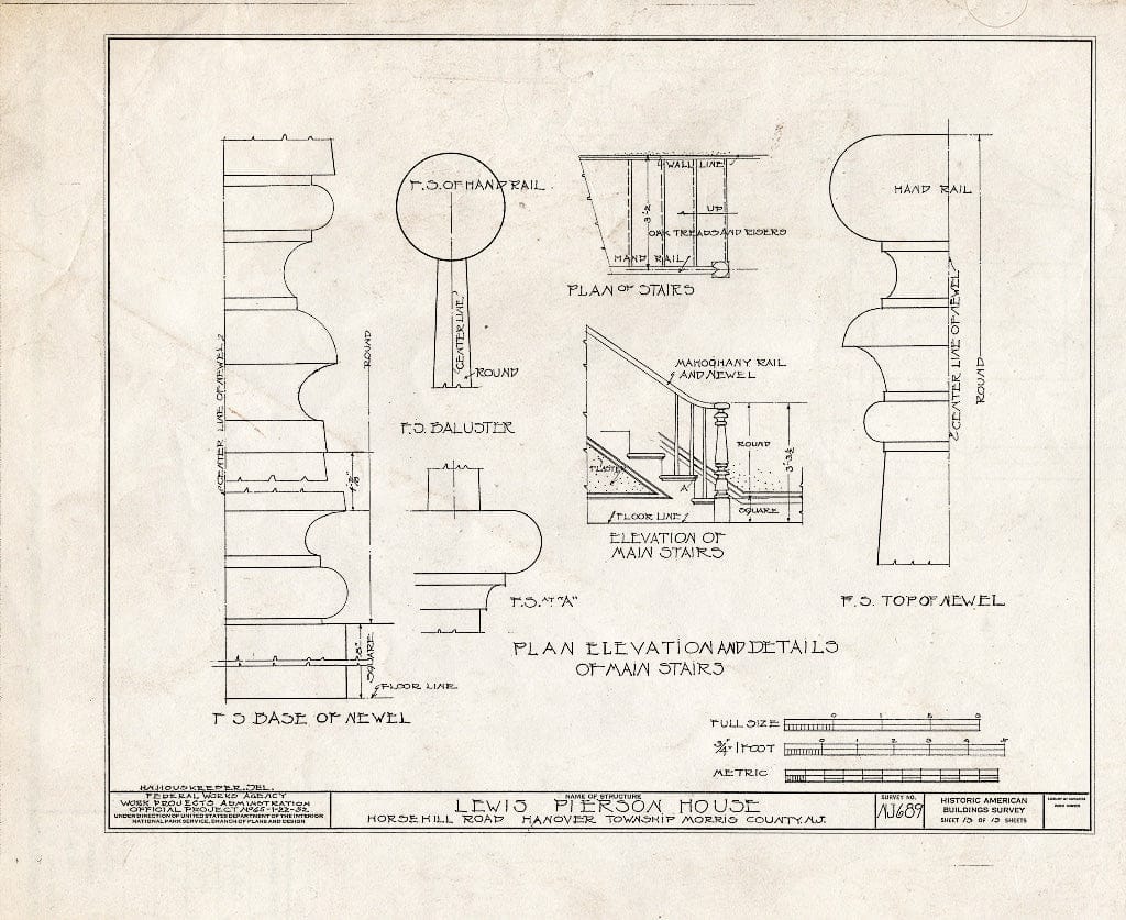 Blueprint HABS NJ,14-MORTO.V,2- (Sheet 13 of 13) - Lewis Pierson House, Horsehill Road, Morristown, Morris County, NJ