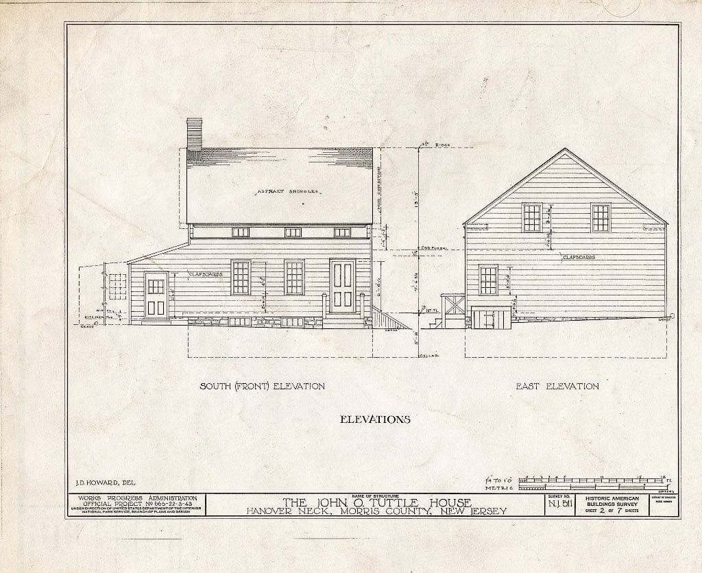 Blueprint HABS NJ,14-HANO.V,1- (Sheet 2 of 7) - John O. Tuttle House, Eagle Rock Avenue, Hanover Neck, Morris County, NJ