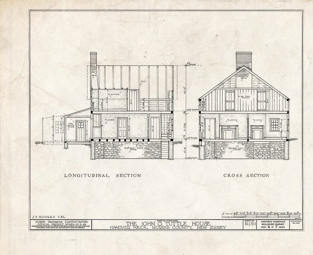 Blueprint HABS NJ,14-HANO.V,1- (Sheet 4 of 7) - John O. Tuttle House, Eagle Rock Avenue, Hanover Neck, Morris County, NJ