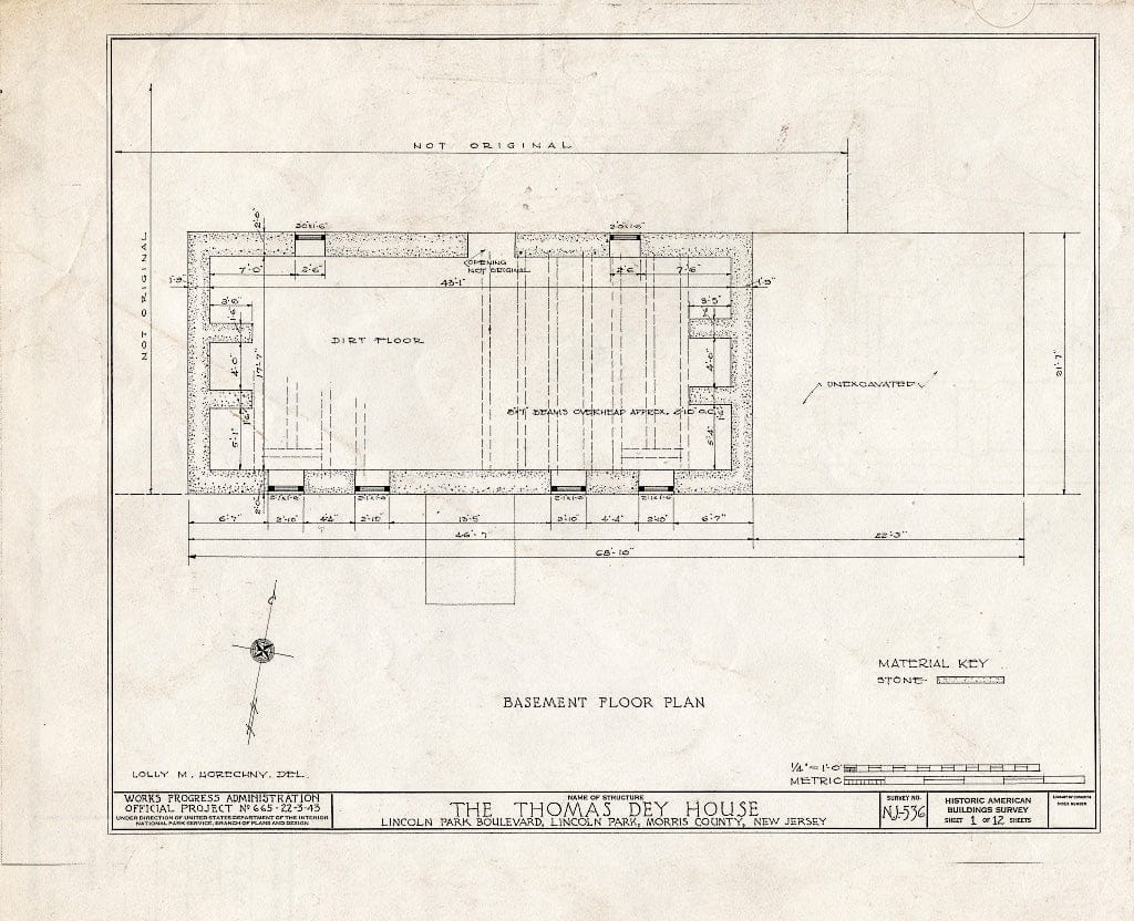 Blueprint HABS NJ,14-LINPA,3- (Sheet 1 of 12) - Thomas Dey House, Lincoln Park Boulevard, Lincoln Park, Morris County, NJ