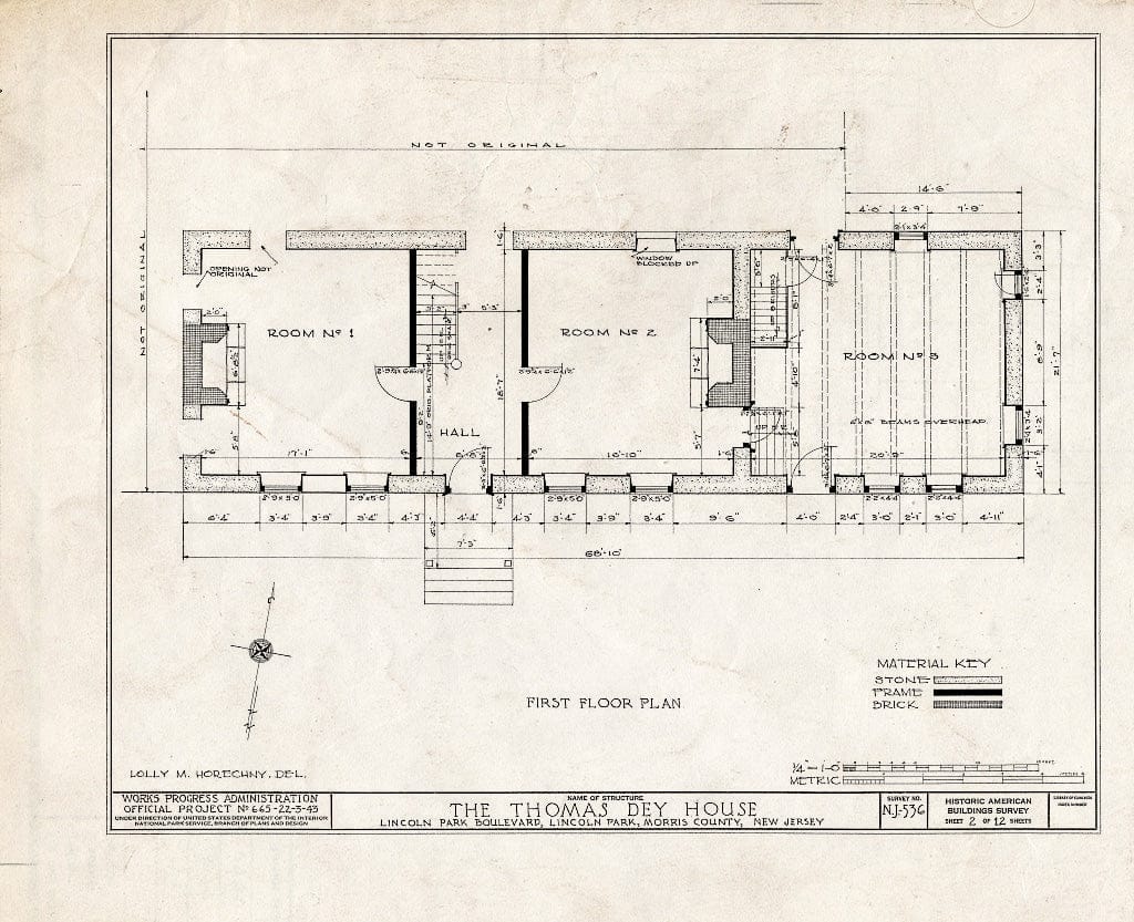 Blueprint HABS NJ,14-LINPA,3- (Sheet 2 of 12) - Thomas Dey House, Lincoln Park Boulevard, Lincoln Park, Morris County, NJ