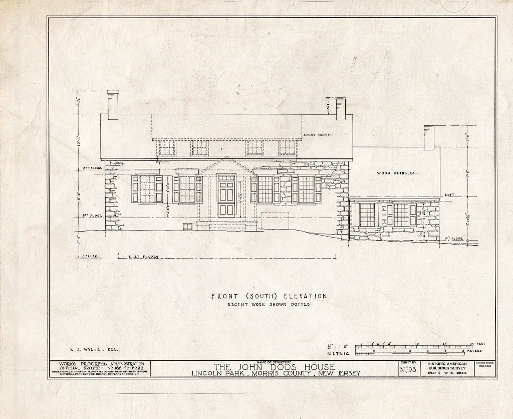Blueprint HABS NJ,14-LINPA,2- (Sheet 4 of 16) - John Dods House, Highland Street, Lincoln Park, Morris County, NJ