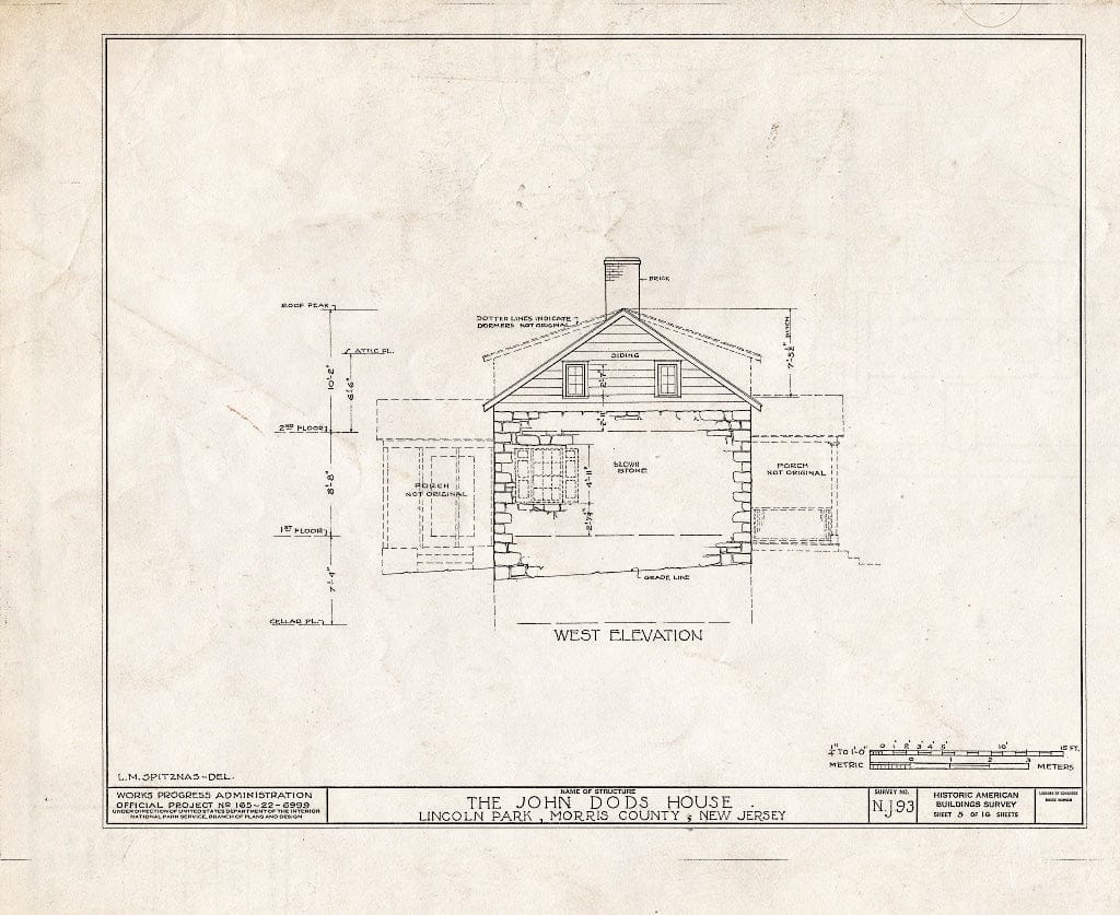 Blueprint HABS NJ,14-LINPA,2- (Sheet 5 of 16) - John Dods House, Highland Street, Lincoln Park, Morris County, NJ