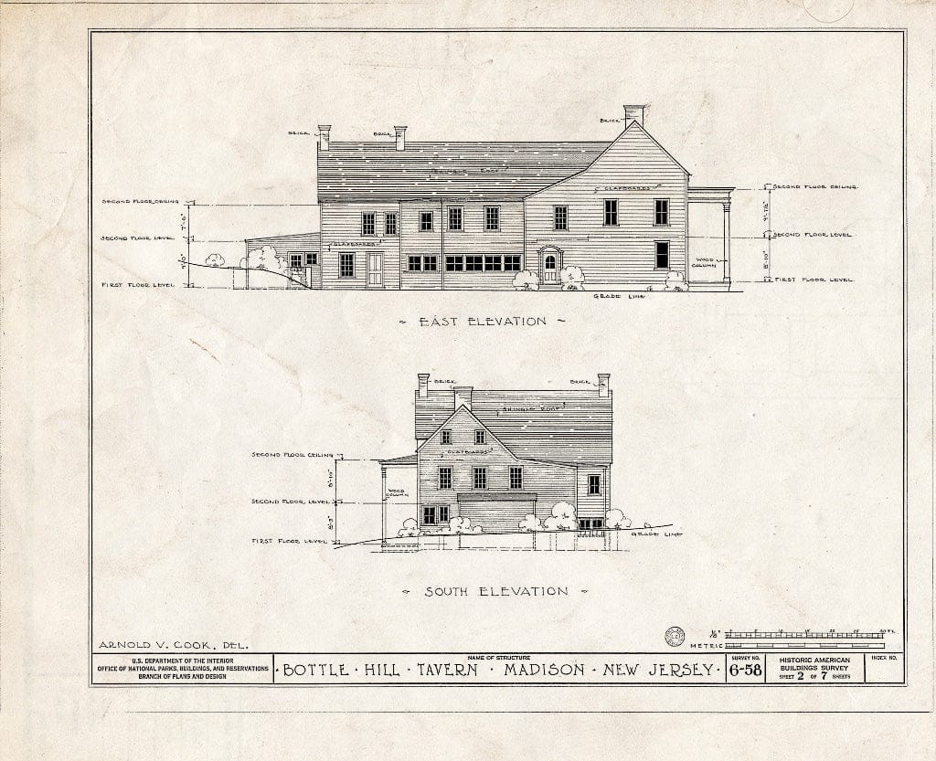 Blueprint HABS NJ,14-MAD,1- (Sheet 2 of 7) - Bottle Hill Tavern, 127 Main Street & Alexander Avenue, Madison, Morris County, NJ