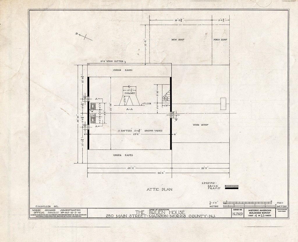 Blueprint HABS NJ,14-MAD,4- (Sheet 4 of 23) - Jonathan B. Bruen House, 250 Main Street, Madison, Morris County, NJ
