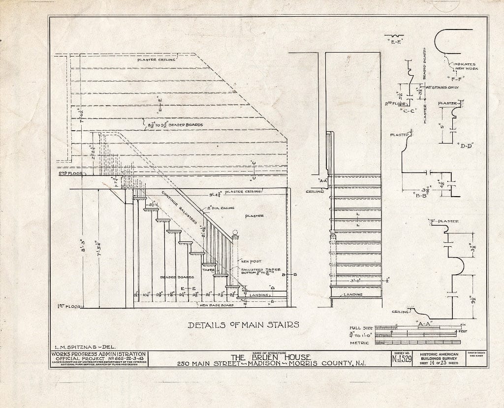 Blueprint HABS NJ,14-MAD,4- (Sheet 14 of 23) - Jonathan B. Bruen House, 250 Main Street, Madison, Morris County, NJ