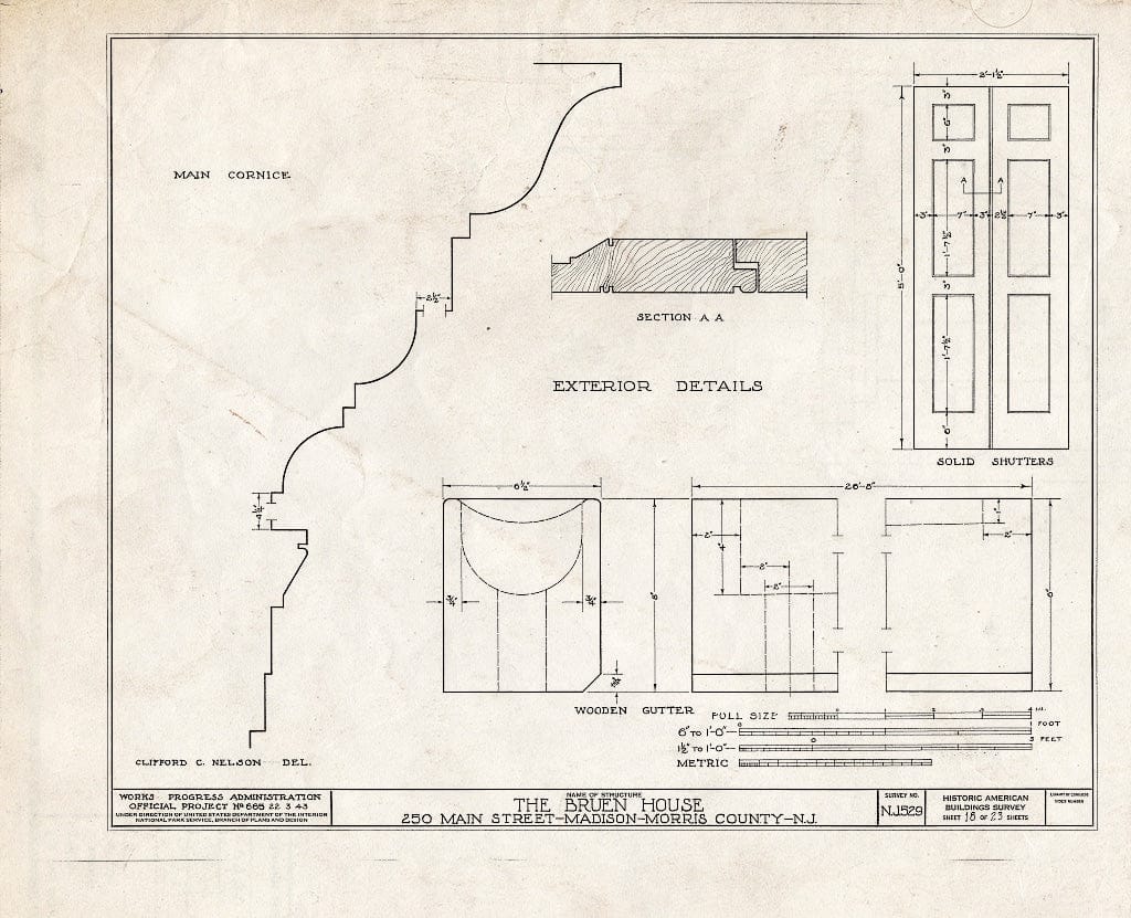 Blueprint HABS NJ,14-MAD,4- (Sheet 18 of 23) - Jonathan B. Bruen House, 250 Main Street, Madison, Morris County, NJ
