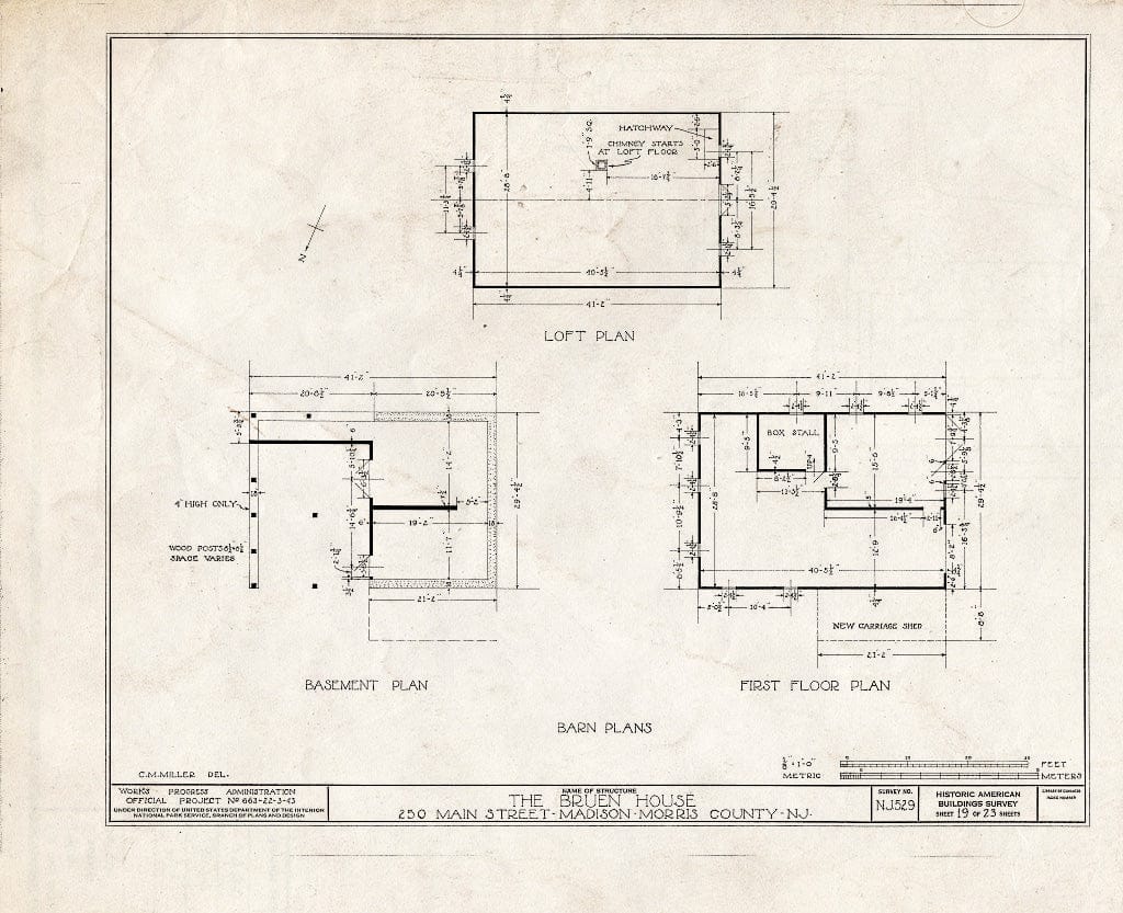 Blueprint HABS NJ,14-MAD,4- (Sheet 19 of 23) - Jonathan B. Bruen House, 250 Main Street, Madison, Morris County, NJ