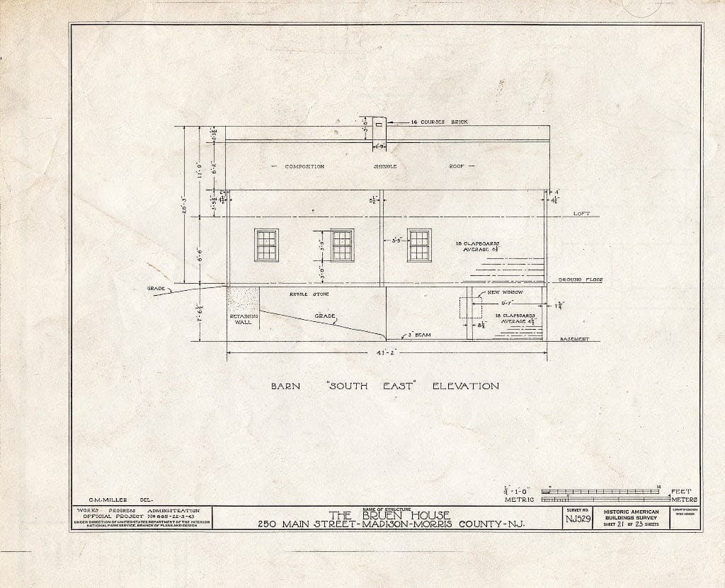 Blueprint HABS NJ,14-MAD,4- (Sheet 21 of 23) - Jonathan B. Bruen House, 250 Main Street, Madison, Morris County, NJ