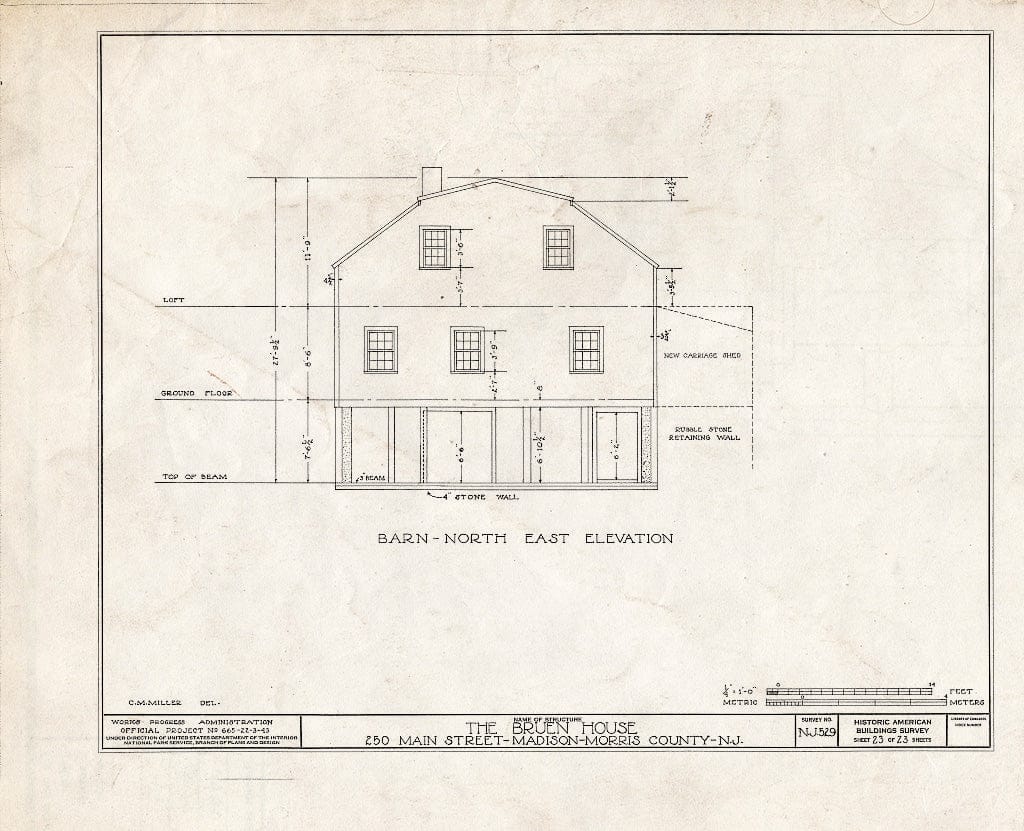 Blueprint HABS NJ,14-MAD,4- (Sheet 23 of 23) - Jonathan B. Bruen House, 250 Main Street, Madison, Morris County, NJ