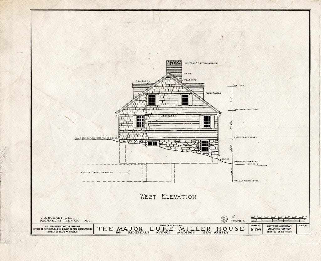Blueprint HABS NJ,14-MAD,2- (Sheet 2 of 12) - Andrew Miller House, 105 Ridgedale Avenue, Madison, Morris County, NJ