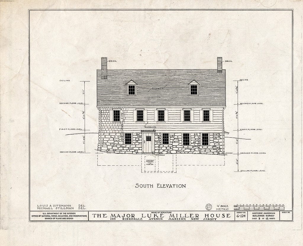 Blueprint HABS NJ,14-MAD,2- (Sheet 3 of 12) - Andrew Miller House, 105 Ridgedale Avenue, Madison, Morris County, NJ