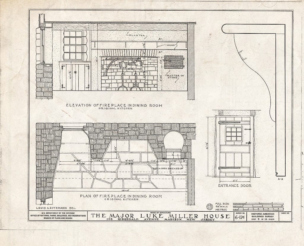 Blueprint HABS NJ,14-MAD,2- (Sheet 9 of 12) - Andrew Miller House, 105 Ridgedale Avenue, Madison, Morris County, NJ
