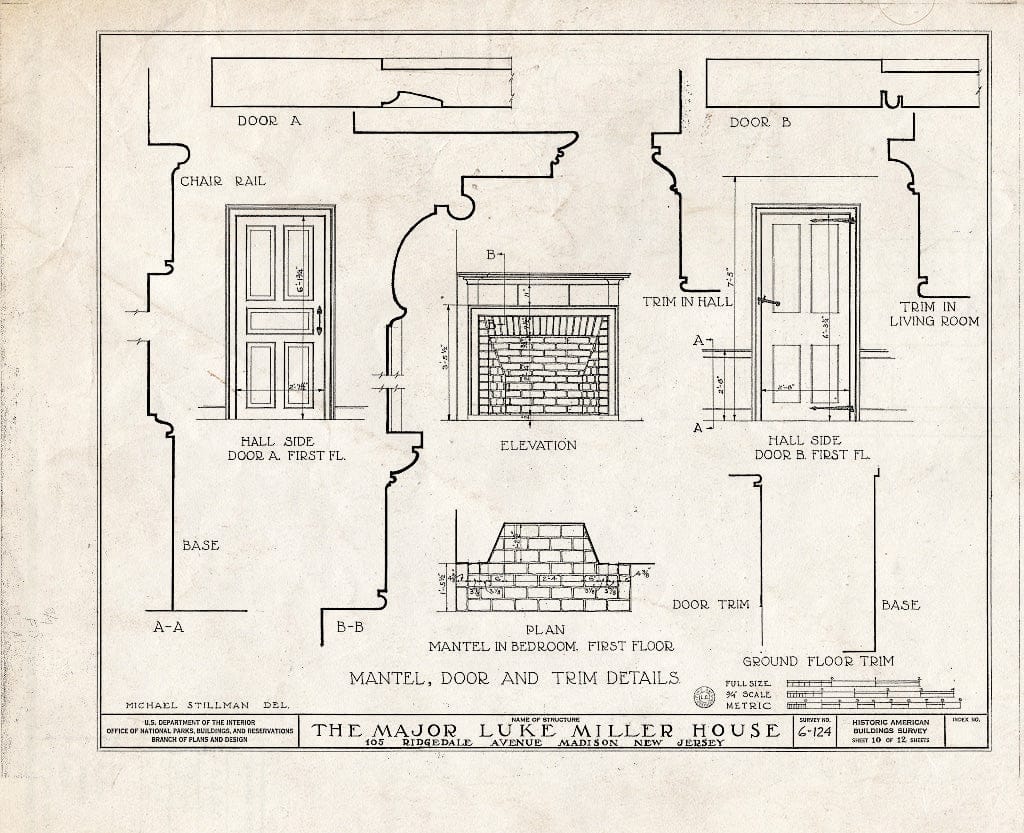 Blueprint HABS NJ,14-MAD,2- (Sheet 10 of 12) - Andrew Miller House, 105 Ridgedale Avenue, Madison, Morris County, NJ
