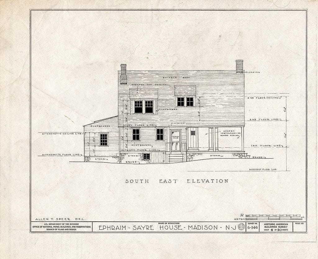 Blueprint HABS NJ,14-MAD,3- (Sheet 4 of 10) - Daniel Sayre House, 31 Ridgedale Avenue, Madison, Morris County, NJ
