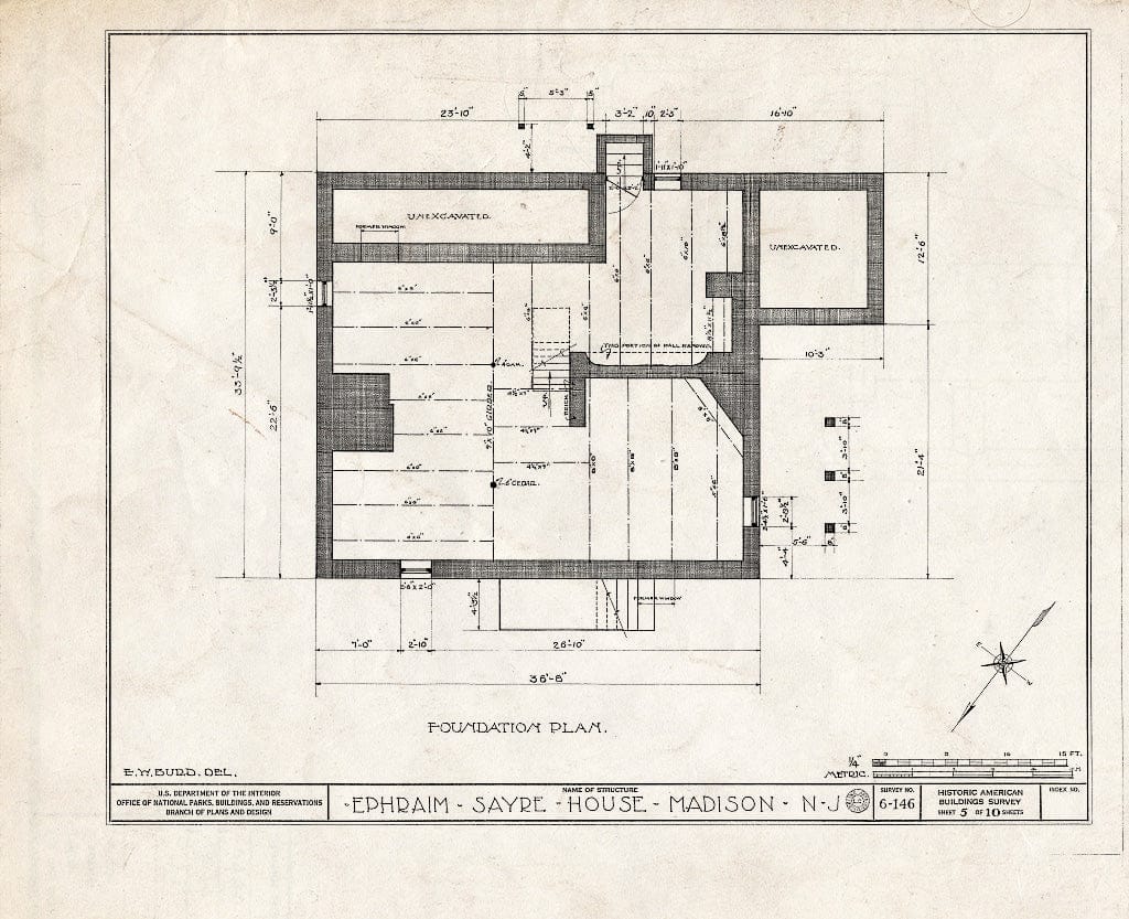 Blueprint HABS NJ,14-MAD,3- (Sheet 5 of 10) - Daniel Sayre House, 31 Ridgedale Avenue, Madison, Morris County, NJ