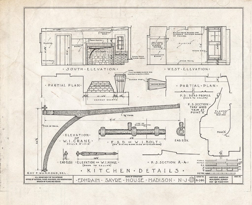Blueprint HABS NJ,14-MAD,3- (Sheet 9 of 10) - Daniel Sayre House, 31 Ridgedale Avenue, Madison, Morris County, NJ