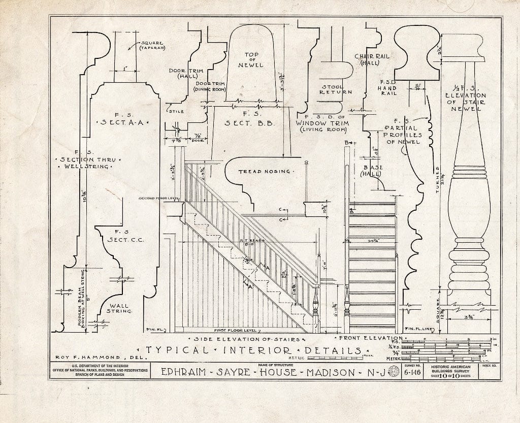 Blueprint HABS NJ,14-MAD,3- (Sheet 10 of 10) - Daniel Sayre House, 31 Ridgedale Avenue, Madison, Morris County, NJ