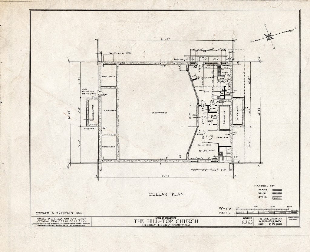 Blueprint HABS NJ,14-MEND,2- (Sheet 1 of 15) - Hill Top Church, Mendham, Morris County, NJ