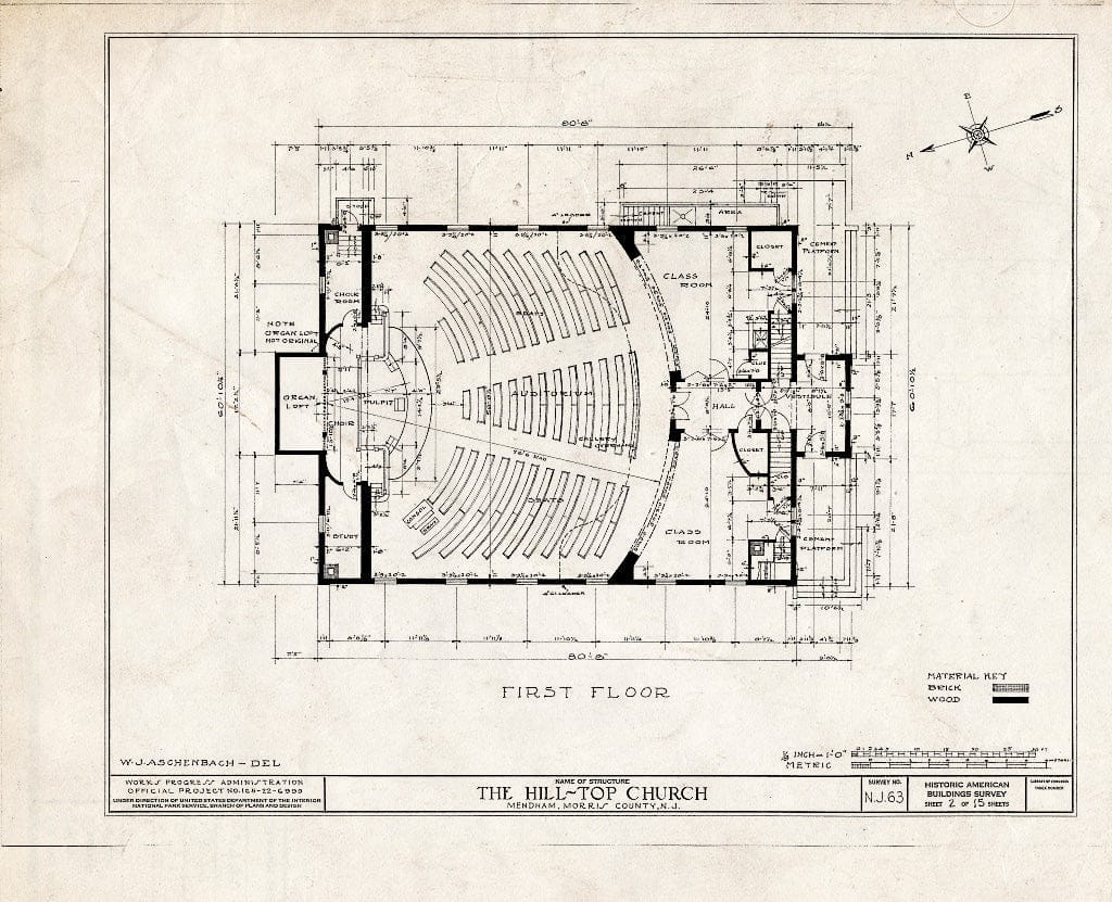 Blueprint HABS NJ,14-MEND,2- (Sheet 2 of 15) - Hill Top Church, Mendham, Morris County, NJ