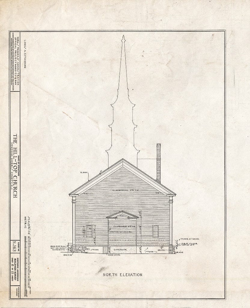 Blueprint HABS NJ,14-MEND,2- (Sheet 8 of 15) - Hill Top Church, Mendham, Morris County, NJ