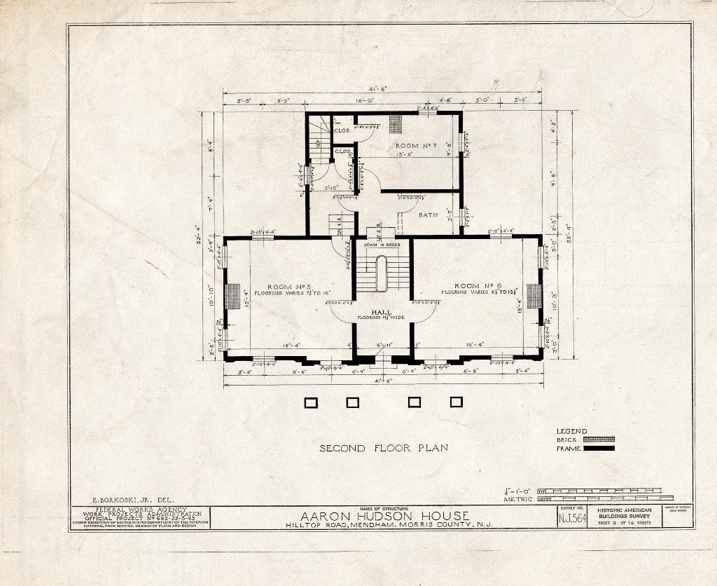 Blueprint HABS NJ,14-MEND,4- (Sheet 2 of 16) - Aaron Hudson House, Hilltop Road, Mendham, Morris County, NJ