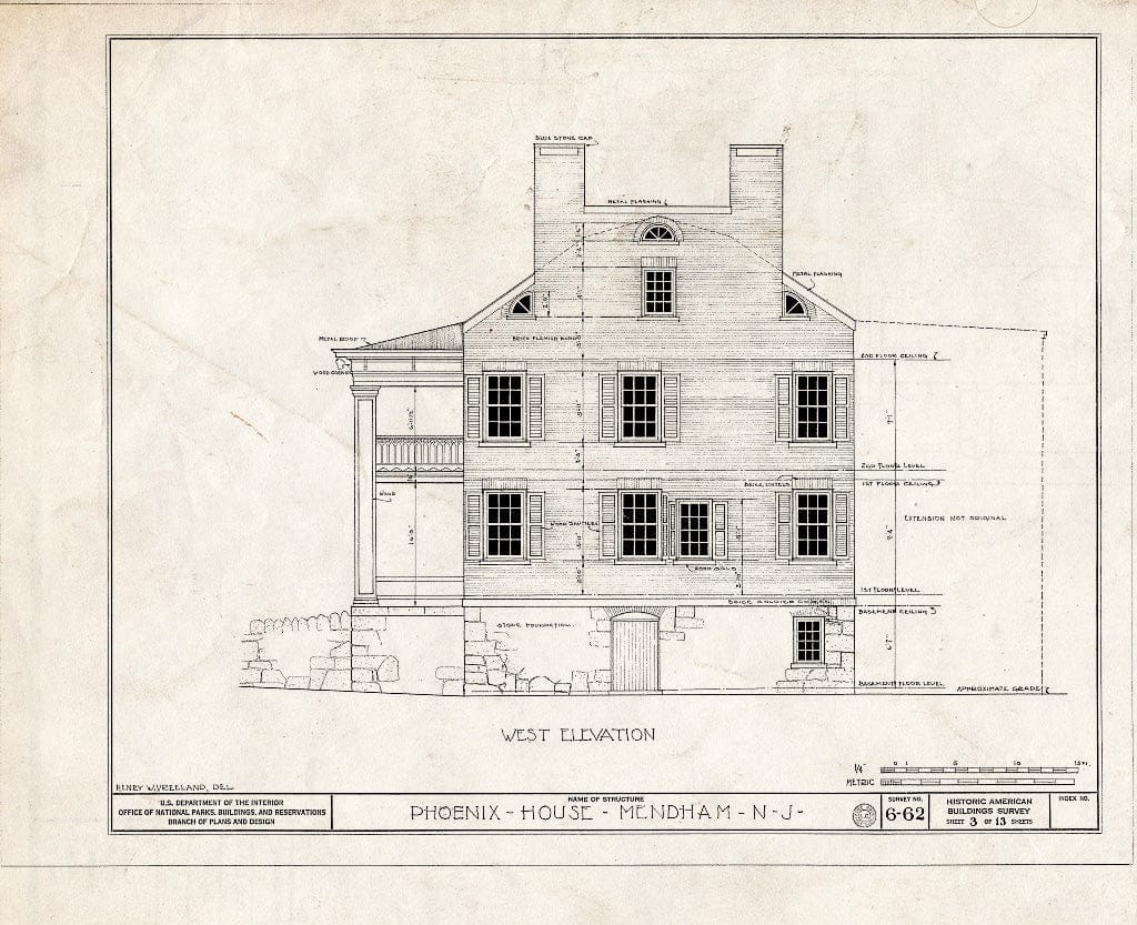 Blueprint HABS NJ,14-MEND,1- (Sheet 3 of 13) - Ladies Seminary, Mendham, Morris County, NJ