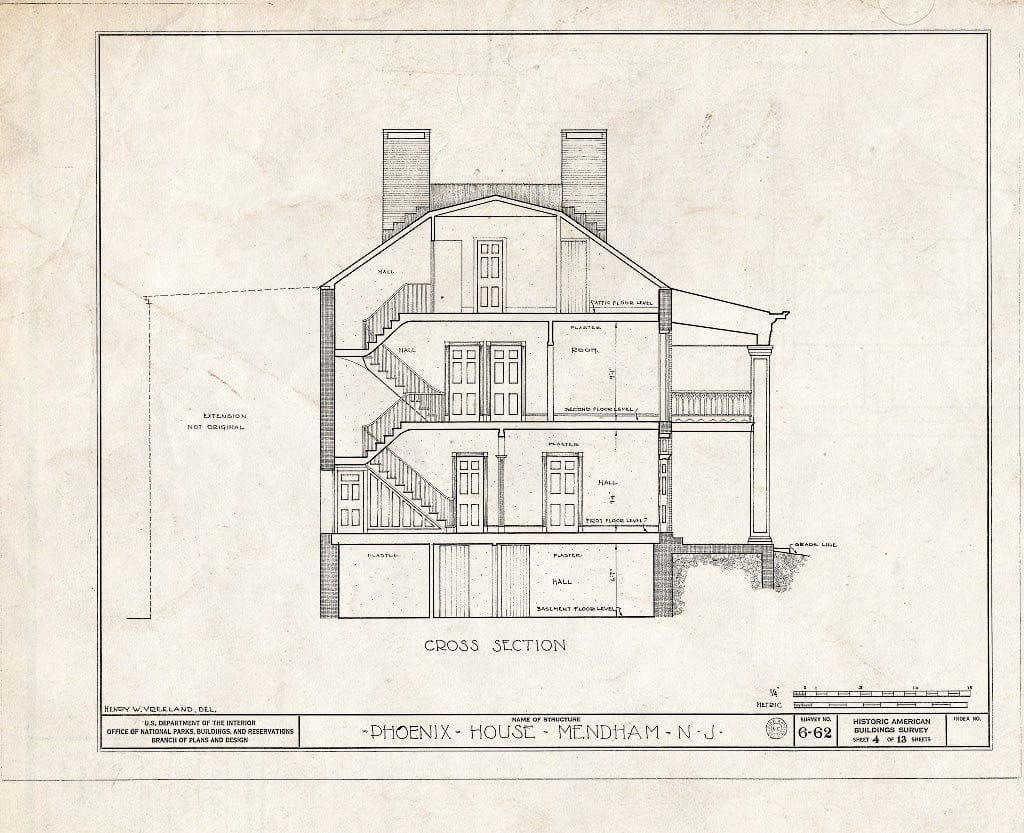Blueprint HABS NJ,14-MEND,1- (Sheet 4 of 13) - Ladies Seminary, Mendham, Morris County, NJ