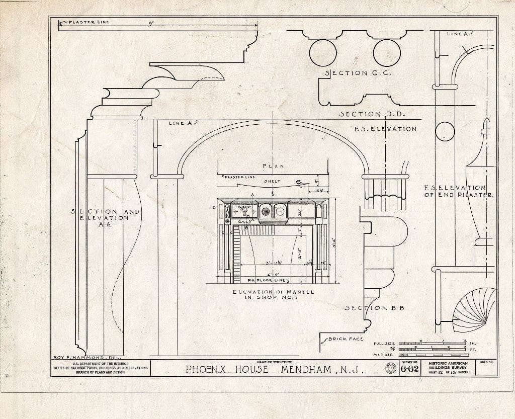 Blueprint HABS NJ,14-MEND,1- (Sheet 12 of 13) - Ladies Seminary, Mendham, Morris County, NJ