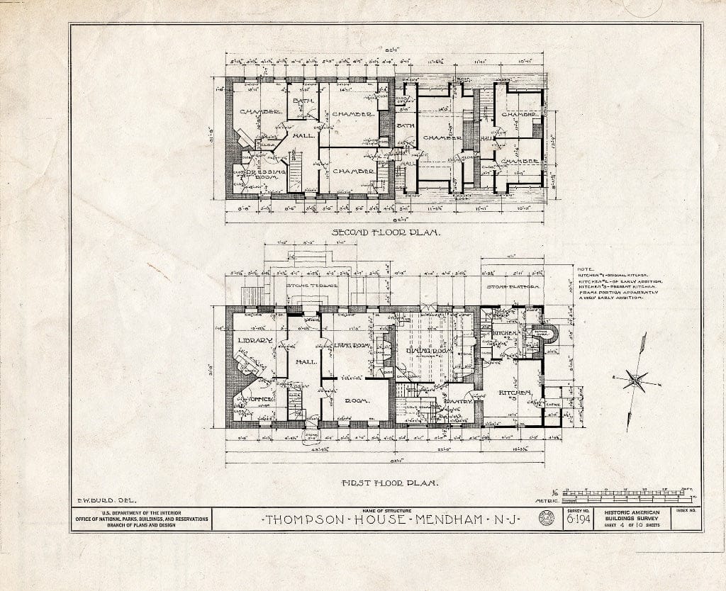 Blueprint HABS NJ,14-MEND,3- (Sheet 4 of 10) - Thompson House, Mendham, Morris County, NJ