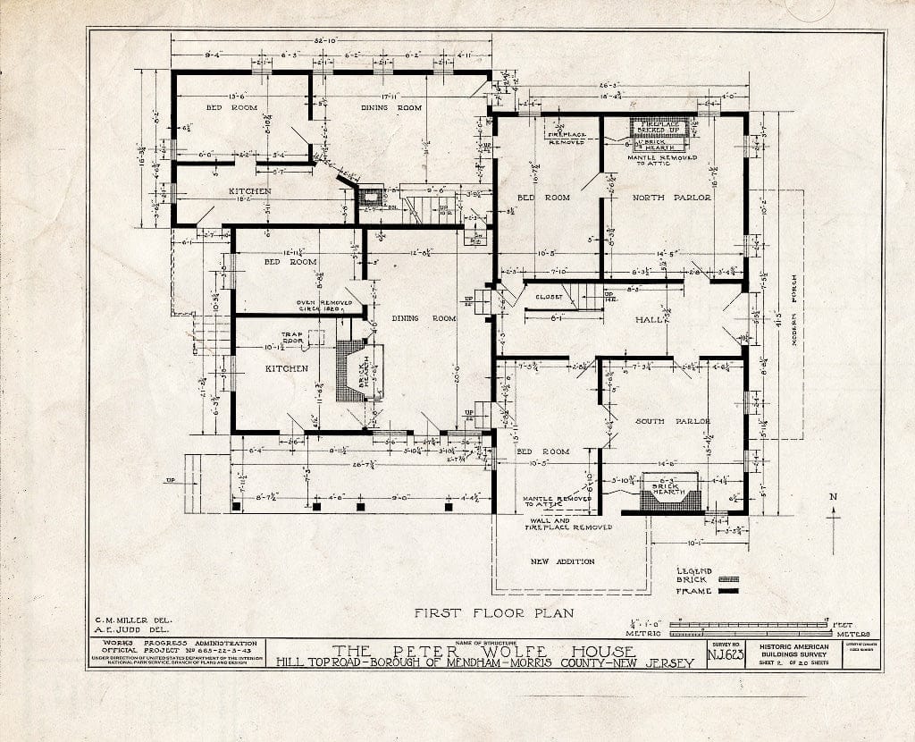 Blueprint HABS NJ,14-MEND,5- (Sheet 2 of 20) - Peter Wolfe House, Hill Top Road, Mendham, Morris County, NJ