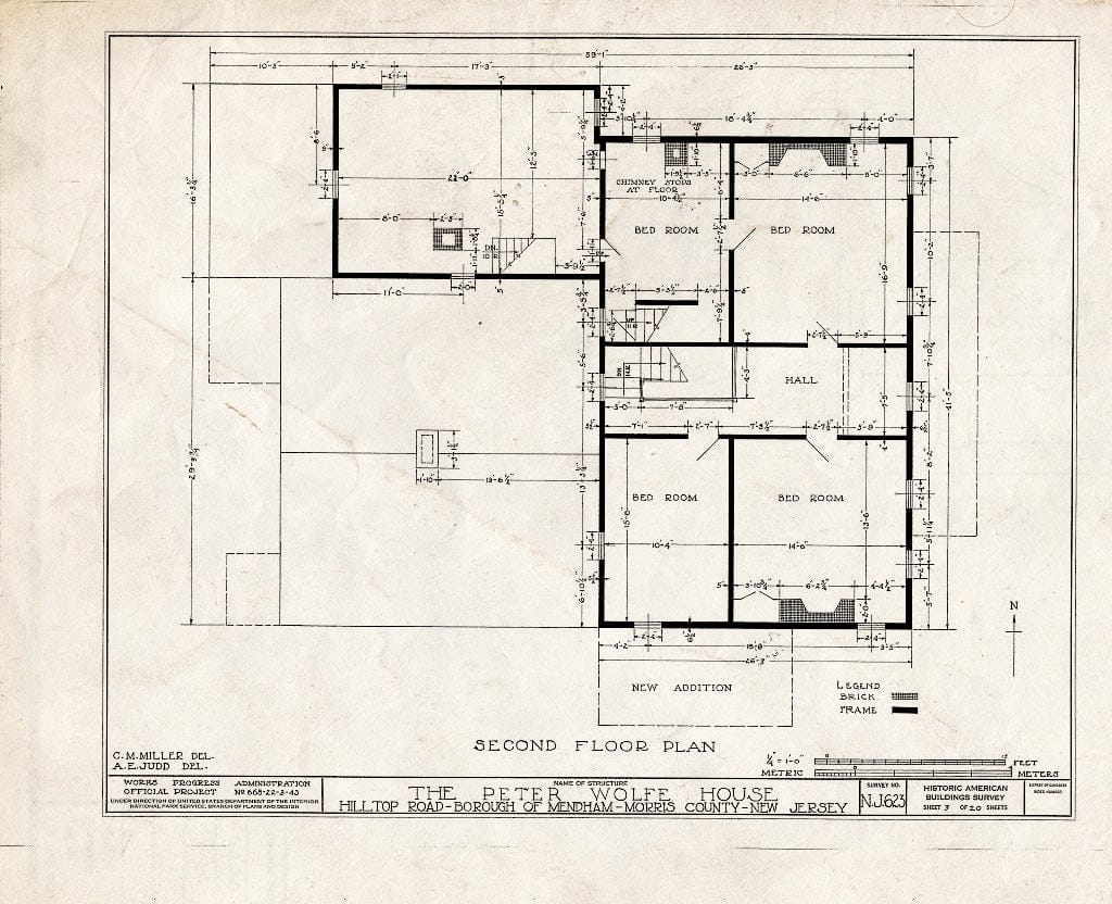 Blueprint HABS NJ,14-MEND,5- (Sheet 3 of 20) - Peter Wolfe House, Hill Top Road, Mendham, Morris County, NJ