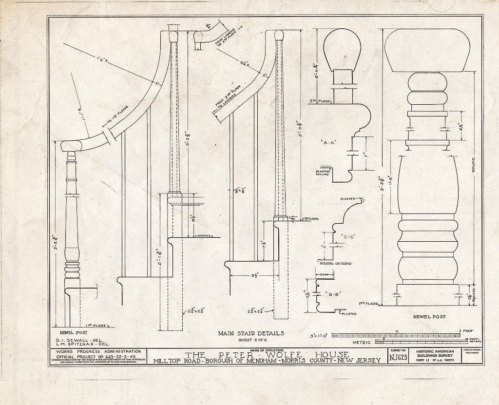 Blueprint HABS NJ,14-MEND,5- (Sheet 11 of 20) - Peter Wolfe House, Hill Top Road, Mendham, Morris County, NJ