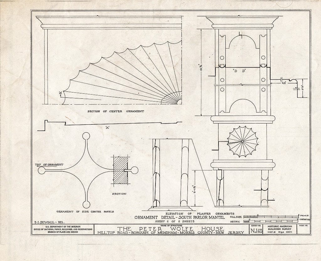 Blueprint HABS NJ,14-MEND,5- (Sheet 15 of 20) - Peter Wolfe House, Hill Top Road, Mendham, Morris County, NJ