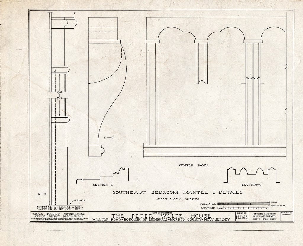 Blueprint HABS NJ,14-MEND,5- (Sheet 18 of 20) - Peter Wolfe House, Hill Top Road, Mendham, Morris County, NJ