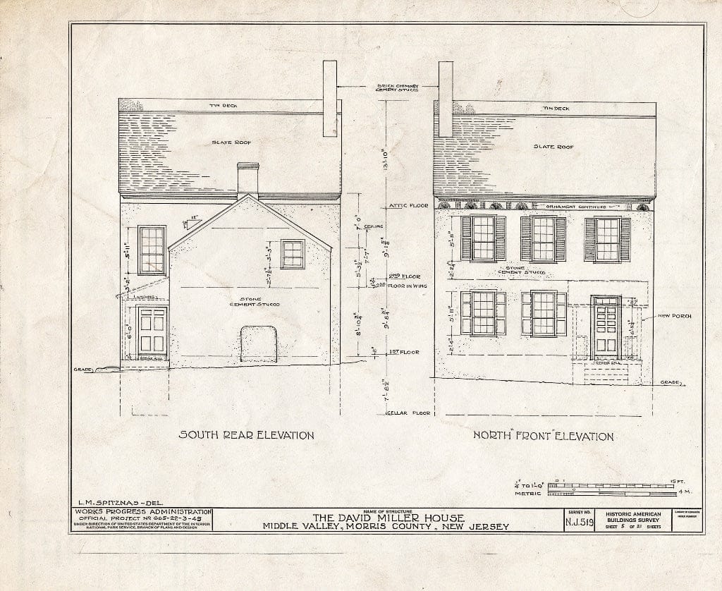 Blueprint HABS NJ,14-MIDVA,1- (Sheet 5 of 21) - David Miller House, Middle Valley, Morris County, NJ