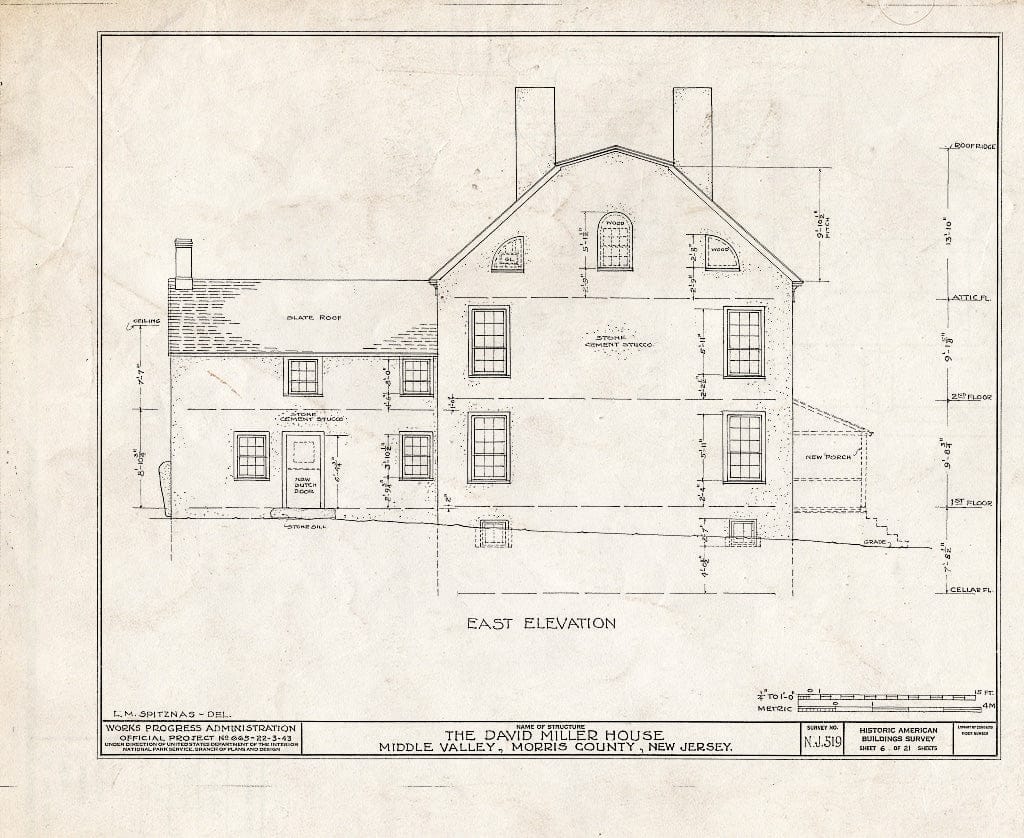 Blueprint HABS NJ,14-MIDVA,1- (Sheet 6 of 21) - David Miller House, Middle Valley, Morris County, NJ