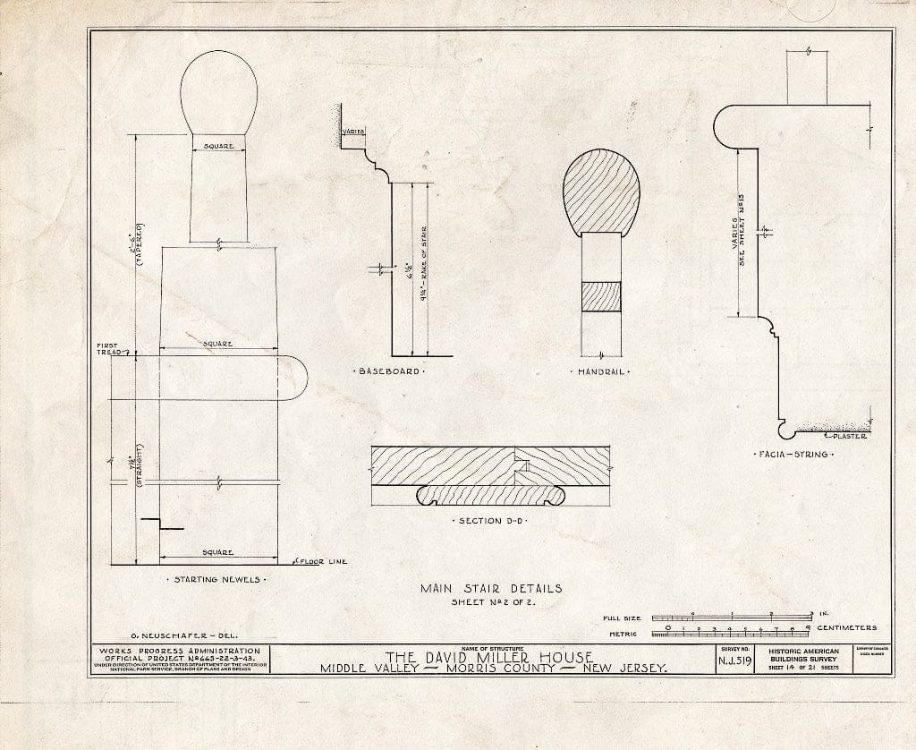 Blueprint HABS NJ,14-MIDVA,1- (Sheet 14 of 21) - David Miller House, Middle Valley, Morris County, NJ