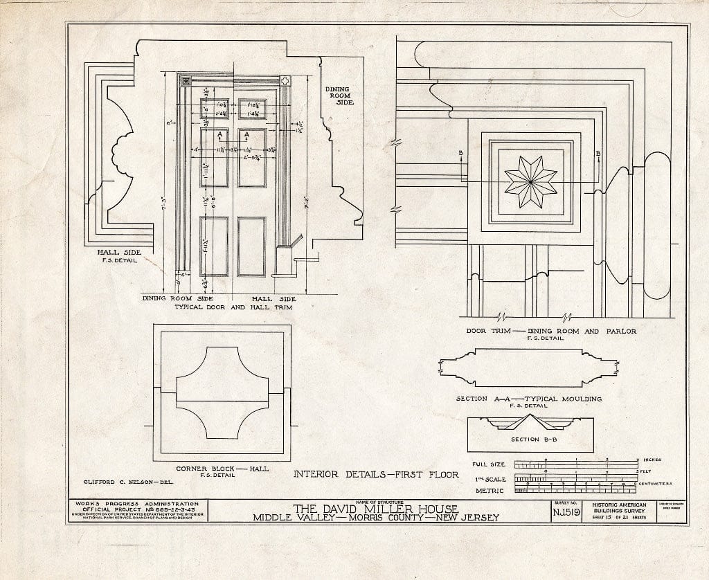 Blueprint HABS NJ,14-MIDVA,1- (Sheet 15 of 21) - David Miller House, Middle Valley, Morris County, NJ