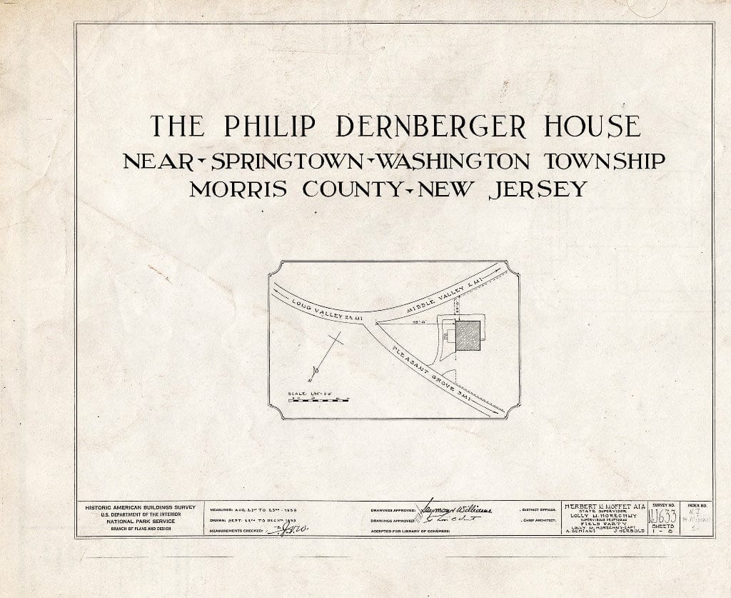 Blueprint HABS NJ,14-MIDVA.V,2- (Sheet 0 of 8) - Philip Dernberger House, Springtown, Morris County, NJ