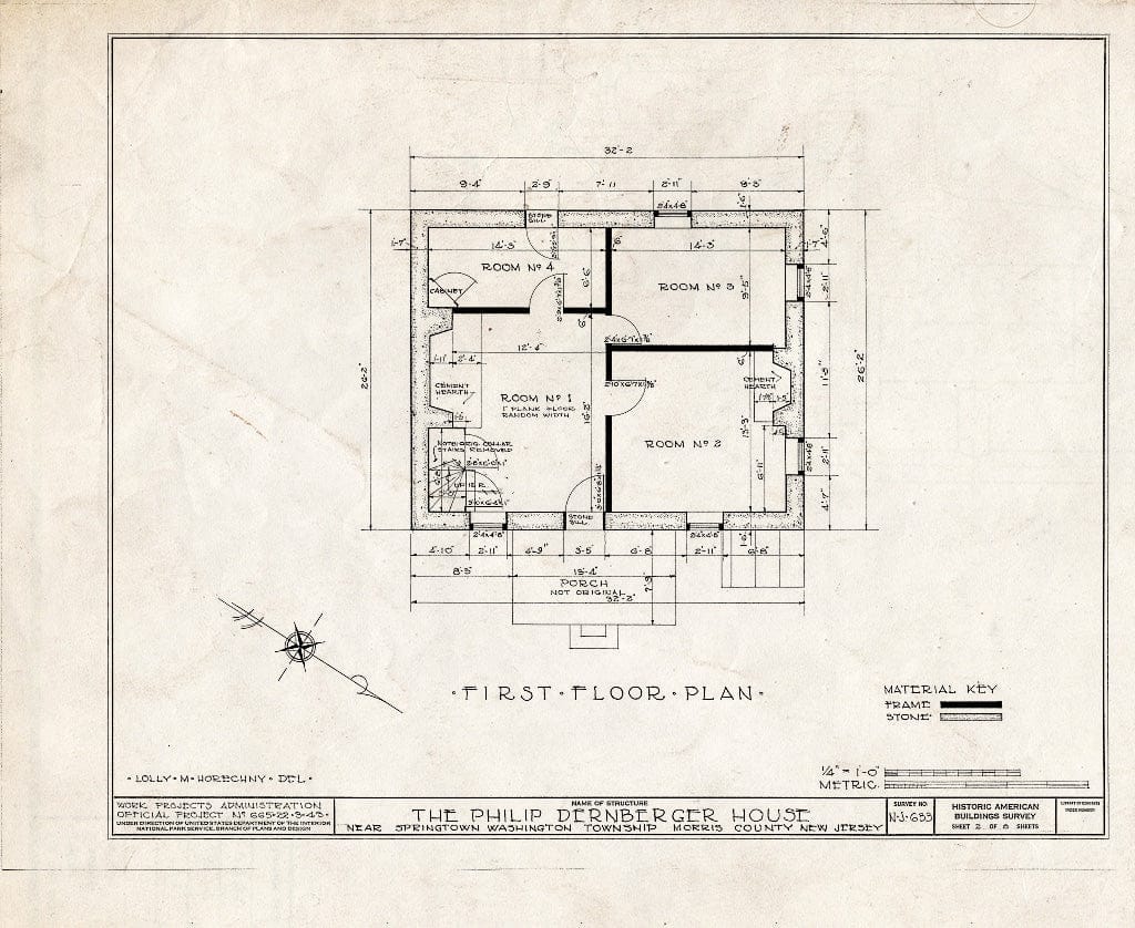 Blueprint HABS NJ,14-MIDVA.V,2- (Sheet 2 of 8) - Philip Dernberger House, Springtown, Morris County, NJ