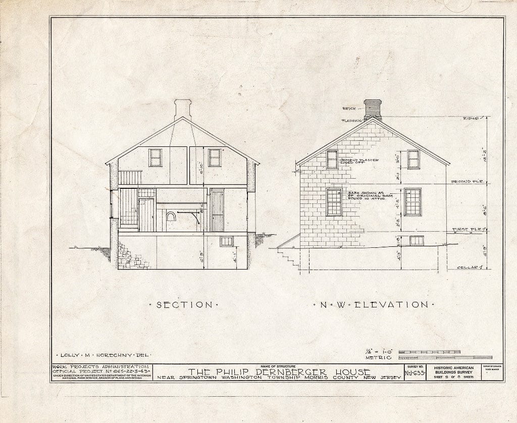 Blueprint HABS NJ,14-MIDVA.V,2- (Sheet 5 of 8) - Philip Dernberger House, Springtown, Morris County, NJ