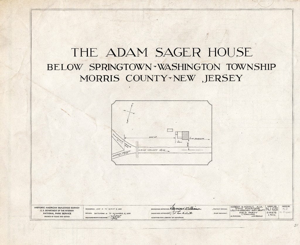 Blueprint HABS NJ,14-MIDVA.V,1- (Sheet 0 of 11) - Adam Sager House, Springtown, Morris County, NJ