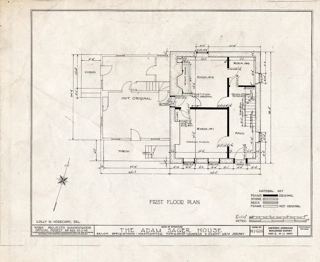 Blueprint HABS NJ,14-MIDVA.V,1- (Sheet 2 of 11) - Adam Sager House, Springtown, Morris County, NJ